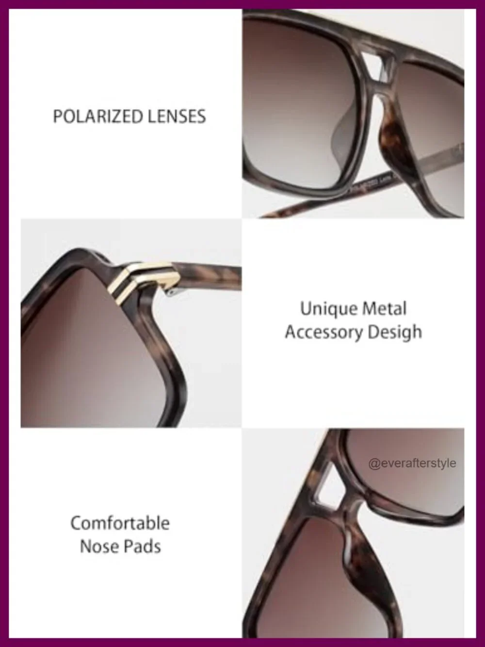 Retro Oversized Polarized Square Sunglasses for Women Men UV Protection